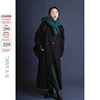 ivyyang自制黑色，中古羊毛毛呢大衣女早春法式复古气质长款外套