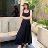 秀熙熙十三行2025夏季新款优雅气质纯色高腰无袖连衣裙子女88290