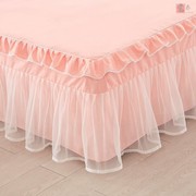 韩版公主床上用品磨毛蕾丝，花边被套床裙粉红磨毛，女童风床单床罩纯