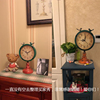 网红欧式座钟 客厅美式做旧钟表 大号时尚创意复古坐钟台钟铁艺时
