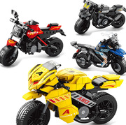 摩托车赛车越野山地车，澳可拼插拼装机车，塑料积木益智玩具男孩礼物