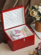 高档茶叶罐包装盒岩茶肉桂红茶通用单陶瓷罐烤漆木盒空盒定制