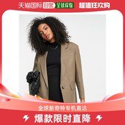 香港直邮潮奢 Topshop 女士 mensy 宽松款斜纹布西装外套(卡其色)