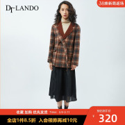 dt·lando2023秋时尚，百搭舒适格纹西装式，双面羊毛大呢外套