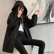 欧洲站大码中长款风衣外套女减龄春秋洋气收腰夹克拼色外搭上衣潮