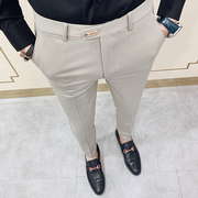 裤子男韩版潮流春秋款黑色，英伦西裤弹力修身小脚，裤发型师休闲长裤