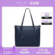 radley英国奢品深蓝色牛皮，单肩包托特包简约(包简约)通勤百搭出差旅行22fw