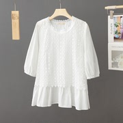 设计感小众超美蕾丝衫，上衣女白色夏季薄款衬衫白色舒适透气小衫女