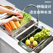 厨房水槽沥水篮可伸缩洗菜篮子碗碟滤水架洗碗水池收纳置物架透明