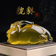 天然黄水晶貔貅摆件，聚财金狮四神阵摆件风水，摆设立体雕