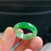 天然缅甸翡翠冰种满绿戒指帝王绿戒指指环男女情侣款素圈戒指