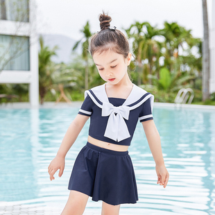 儿童泳衣女童女孩2024分体12岁jk带胸垫少女中大童游泳衣7岁