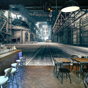 工业风空间延伸墙纸3d工业风咖啡厅餐厅壁画立体复古酒吧ktv墙布
