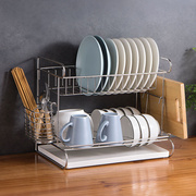 304不锈钢放碗架多功能厨房，台面双层碗架沥水，架控碗筷碗碟收纳架