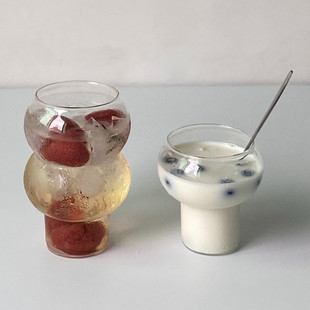 北欧ins玻璃杯个性葫芦造型，果汁杯苏打饮料，杯沙冰杯冰拿铁咖啡杯