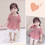 女童短袖夏装2024韩版雪纺儿童可爱T恤小女孩衬衫碎花上衣潮