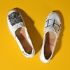 Tt&Mm/汤姆斯女鞋夏季薄款透气刺绣白色玛丽布鞋懒人一脚蹬渔夫鞋