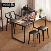 新中式实木阳台茶桌，茶台小户型泡茶桌椅组合办公室，禅意书法桌琴桌
