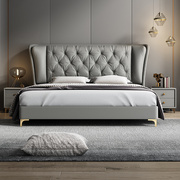 意式轻奢真皮床双人床1.8米主，卧床现代简约婚床软包床2.2米高端床