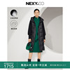 nexy.co奈蔻2023年冬季黑色气质拼接鸭绒，中长款连帽羽绒服女