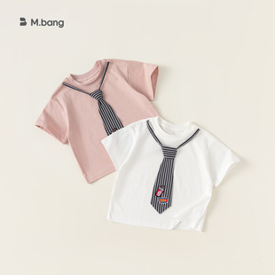 babycity韩版童装儿童T恤童时髦领带短袖夏季体恤衫XY42034