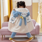 2022年儿童睡袍宝宝冬季加厚保暖睡衣婴儿珊瑚绒女孩女童长款睡裙