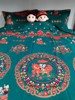 大绿色百子图被罩四件套全棉，床单布料纯棉，中式结婚庆床品红绿被套