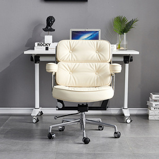汇锋电脑椅家用舒适久坐老板椅书房椅书桌椅转椅轻奢真皮办公椅