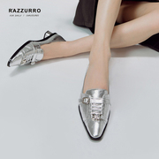 R'AZZURRO 牛皮原创设计通勤百搭单鞋金属扣极简一脚蹬24女鞋
