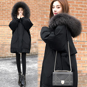 白鸭绒(白鸭绒)黑色，羽绒服女装2023年冬季中长款宽松显瘦大码加厚外套