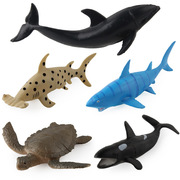 仿真迷你海洋动物玩具场景摆件模型巨齿鲨虎鲸蓝鲸大白鲨企鹅海豚