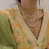 潮流设计感三层珍珠项链ins风复古气质锁骨链时尚简约个性项饰女