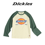 Dickies童装男童女童T恤春新logo印花撞色插肩袖拼接儿童长袖T恤