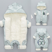 新生婴儿连体衣秋冬装宝宝，衣服加厚外套，冬季棉服外出抱衣外穿冬款