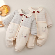 婴儿衣服冬季加厚夹棉哈衣长袖爬服宝宝，衣服初生儿全棉婴儿连体衣