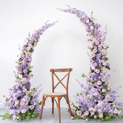 紫色系牛角拱门花艺套装婚礼舞台摄影背景橱窗装饰布置仿真花