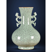 景德镇陶瓷器仿古官窑，裂纹花瓶中式家居客厅，博古架装饰工艺品摆件