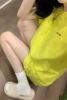 韩版荧光黄短袖(黄短袖，)t恤女2023夏季网红字母宽松百搭情侣装中长款上衣