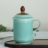 龙泉青瓷茶杯茶叶罐组合陶瓷办公杯带盖泡茶杯子创意中式茶罐套装
