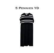 5 PENNIES YD设计师款女夏季原宽松显瘦遮肉创黑白条纹拼接连衣裙