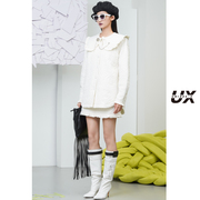 白色绗缝一手长棉服外套女UX经典冬季中长款宽松百搭时尚外套