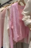 韩国东大门24新春夏(新春夏)高品质，针织衫两件套套装粉色温柔针织开衫