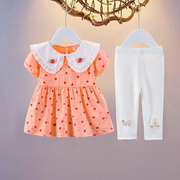 女宝宝两件套0-3岁夏季小女孩短袖女童薄款678个月可爱婴儿套装棉