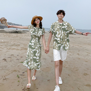 法式情侣装夏装ins网红小众设计感韩版海边沙滩连衣裙度假夏季潮