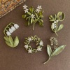 复古文艺胸针 素雅个性绿色植物淡水珍珠铃兰花缠花别针大衣配饰
