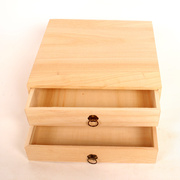 桐木质抽屉式茶叶茶饼盒 方形单层双层茶叶收纳盒木制 复古茶叶盒
