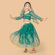 儿童印度舞服装女六一幼儿，新疆舞异域风情沙漠公主裙民族表演出服
