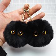 煤球猫猫手作毛绒挂件黑猫钥匙扣可爱毛茸茸书包挂饰创意