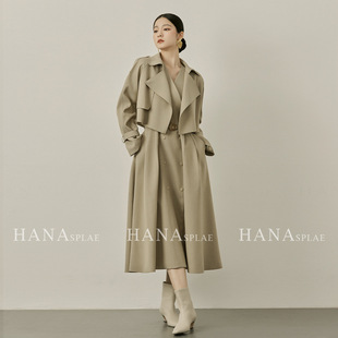 hana原创设计秋季风衣两件套长款轻熟静奢风背心裙短外套女