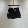 2024夏季可拆卸裙裤个性，设计感黑色，显瘦高腰假两件牛仔短裤子
